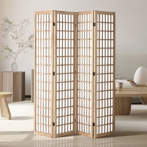 Cloison de séparation japonaise à 4 Panneaux, séparateur de pièce pliable en bois, paravent de confidentialité, pour séparation de pièce, maison, bureau, restaurant et chambre à coucher, uni (1/5)