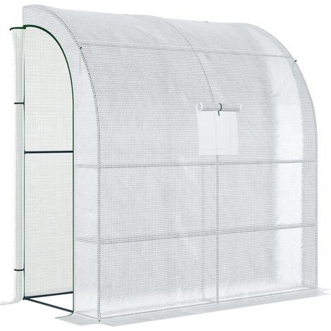 Invernadero adosado para tomates con ventana de malla, puertas enrollables, 200 x 100 x 215 cm (1/5)