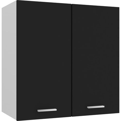 Maison Chic – Armoire suspendue haut de cuisine noir 60x31x60 cm – Aggloméré avec 2 étagères et 2 portes – Rangement optimisé pour ustensiles (1/5)