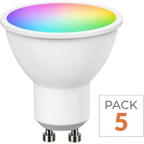 Ampoule LED Connectée WiFi GU10 5W RGBW - Pack de 5 - SILAMP (1/2)