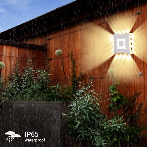 Applique da parete moderna a LED COB da 22 W per interni/esterni, in alluminio e acrilico, impermeabile IP65, luce bianca calda 3000K per giardino, corridoio, camera da letto, bianca (1/5)