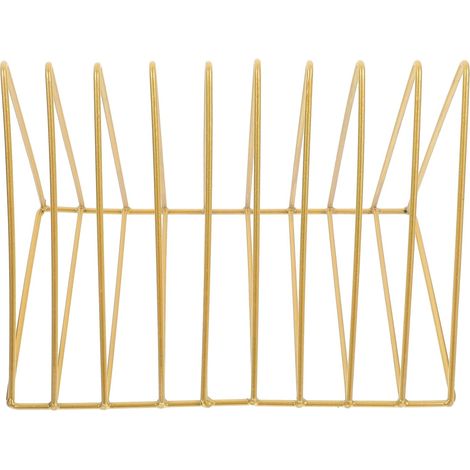 Organiseur de Livres en Fer Doré Triangulaire Grosse Capacité, Serrage-livres Élégant pour Bureau, Organise Catalogues et Courrier sur Bureau (1/5)