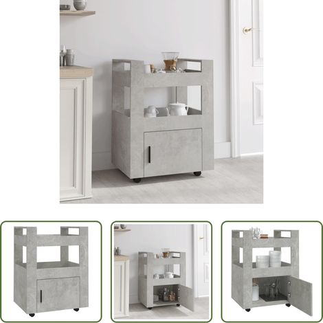 Rangement de cuisine - Chariot de cuisine Gris béton 60x45x80 cm Bois d'ingénierie (1/5)