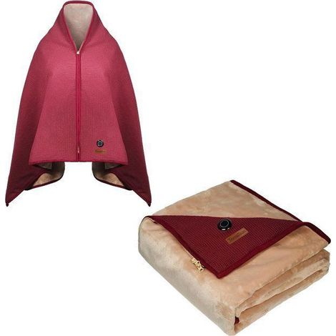 Poncho de cuadros calefactable - Terraillon NOOMA Púrpura - Batería incluida, Interior y Exterior, 3 zonas de calefacción, 3h de autonomía (1/5)