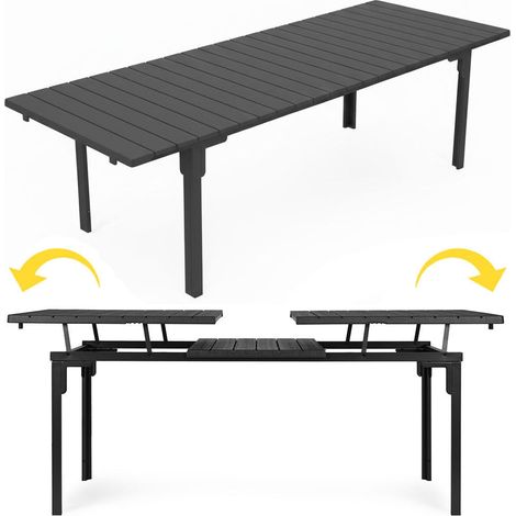 Tavolo da giardino allungabile per 12 persone, 180-240 cm, acciaio e HDPE