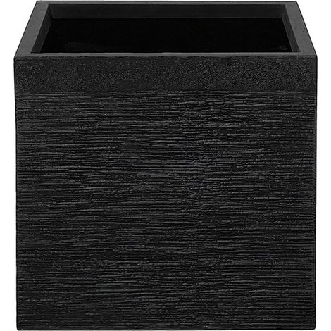 Cache-Pot Noir Cube en Mélange de Fibres 40 x 40 x 38 cm Pot de Fleurs Effet Pierre de Design Moderne Idéal pour Extérieur et Intérieur Beliani