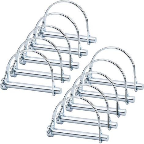 Muntra-10pcs Axe de verrouillage de broche de coupleur de sécurité, axe de verrouillage Pto de 5/16 pouces avec retenue de fil rond pour jardin de pelouse de remorques agricoles (1/5)