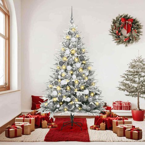 Künstlicher vorbeleuchteter Weihnachtsbaum mit Kugelset Grün