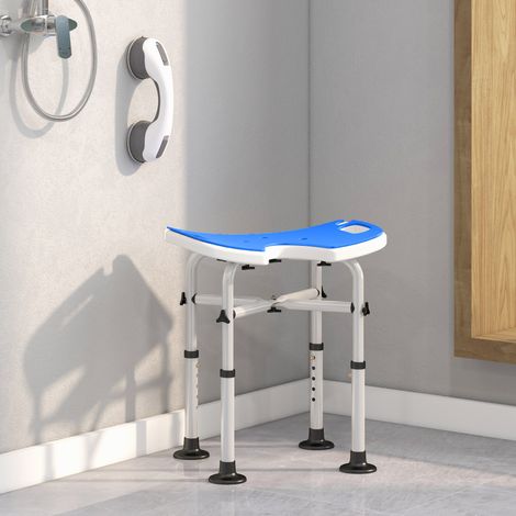 Fauteuil douche antidérapant Bleu barre présage ventouses réglables hauteur siège U