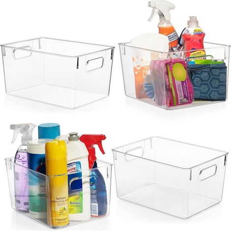 Boîtes de rangement style tiroir - pour cuisines, buanderies, bureaux, dressings - 2 pièces, transparentes (1/5)
