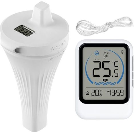 Thermometer of pool without wire IP68 flottant with sensor of temperature - Screen LCD - Thermometer digital without wire for pool, aquarium, bathtub, pond (1/5)