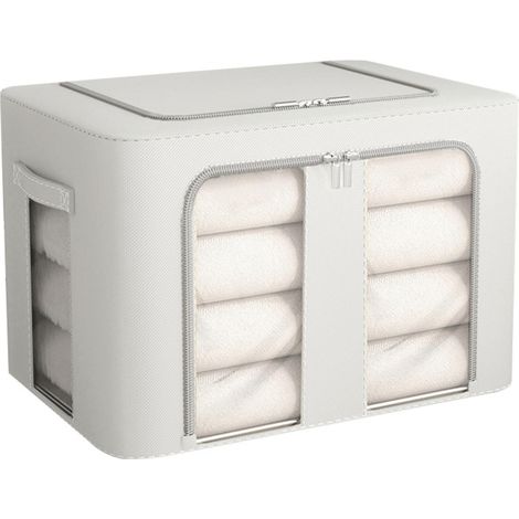 Pliable empilable boîte de rangement Oxford tissu organisateur armoire conteneur vêtements avec fenêtre transparente poignée transport gris (1/5)