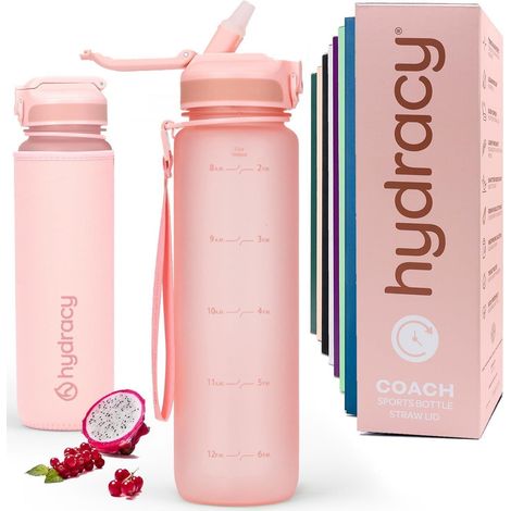 Trinkflasche BPAfrei Auslaufsicher Sportflasche 1L Strohhalm Rosa Gold (1/5)