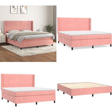Sommier à lattes de lit avec matelas Rose 160x200 cm Velours - Lit Tapissier - Lit Velours - Lit Double - Literie - Chambre À Coucher - Home & Living (1/5)