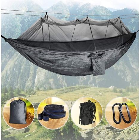Hamac avec moustiquaire double hamac de camping moustiquaire imperméable portable léger adapté à la randonnée en plein air (gris) (1/5)