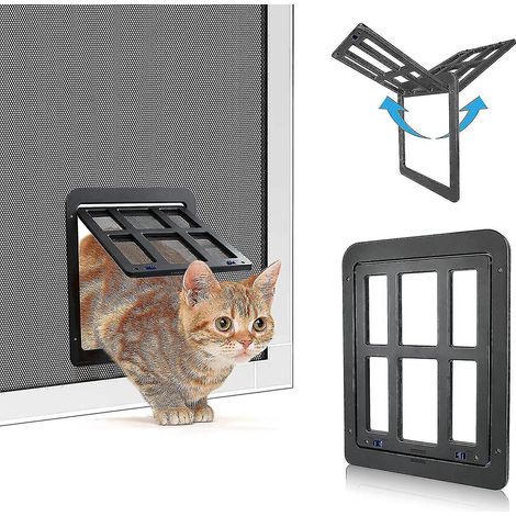 Chatière, moustiquaire à fermeture automatique magnétique pour chien, moustiquaire de porte de balcon avec chatière intégrée - Taille S - 25 x 31,5 cm - Noir (1/5)
