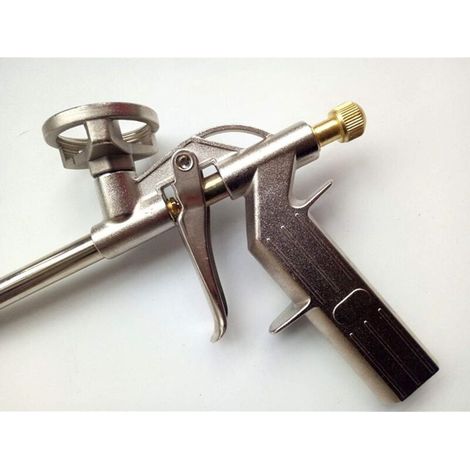 Pistolet à mousse, pistolet à mousse de polyuréthane de calfeutrage de construction, pistolet à mousse expansible en métal PU robuste pour calfeutrer, remplir, sceller (doré) (1/3)