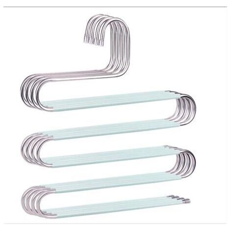Vert Lot de 4 cintres antidérapants en Forme de S en Acier Inoxydable pour Pantalons, Jeans, écharpes à Suspendre (1/5)