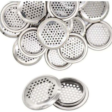20 Pièces Grille Aeration Ronde 53 mm Grille de Ventilation Inox Trou D'aération Rond Argent Grille D'aération Ronde pour Placard Armoires à Chaussures Bibliothèques (1/5)