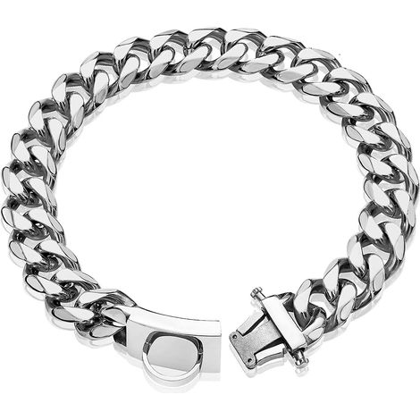 Dog Chain Collar Walking Metal Collar with Design Secure Buckle Cuban Link 19MM Strong Heavy Duty Chew Proof for Medium Large Dogs (19MM, 20") (1/5)