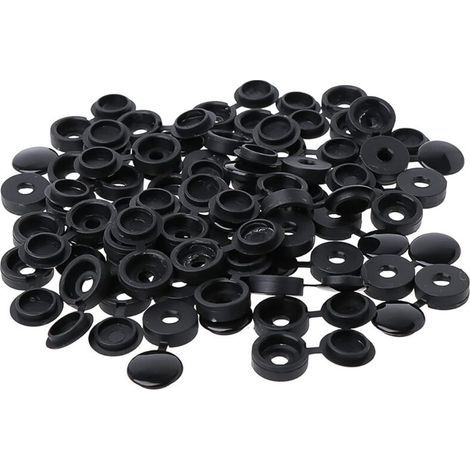 100 Pièces Cache Vis Plastique,Bouchon à Vis en Plastique,Couvercle à vis,Cache-vis de rondelle,Couvercle Décoratif à Vis (Noir) (1/5)