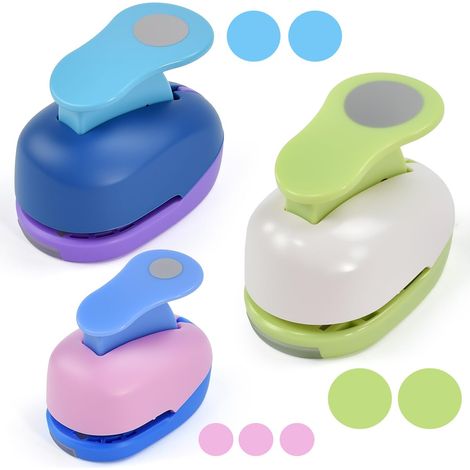Juego de 3 perforadoras de papel, perforadoras redondas de 8 mm, 15 mm y 25 mm, perforadoras con diseños, perforadoras circulares para manualidades y scrapbooking (color aleatorio). (1/5)