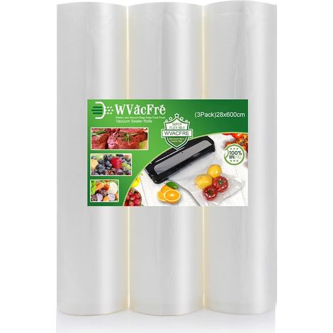 28x600cm Rouleau Sacs Pour Machine Sous Vide Alimentaire,sans et Sac de Congelation Sous Vide,Compatible Avec n'importe Quelle Scelleuse Sous Vide (1/5)