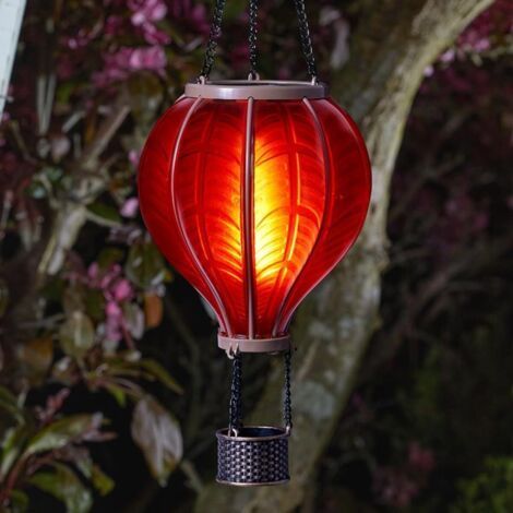1 Solar-Heißluftballonlaterne, 45 cm, Kaltflammen-Glaseffekt, Griff, Gartendekoration (1/5)