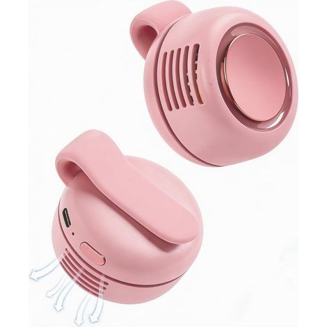 Mini Ventilateur Portable - Rafraîchissant 360° - Orientable 3 vitesses clipser ceinture - Extérieur voyage bureau compact - Rose (1/5)