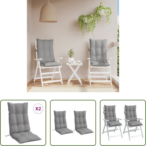 Gartenkissen -  Hochlehner-Auflagen 2 Stk. Grau Oxford-Gewebe (1/5)