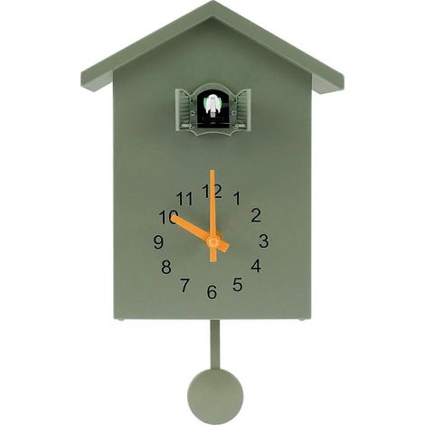 Horloge à coucou avec pendule, horloge murale à piles, motif oiseau, idéale pour la décoration du salon, verte. (1/5)