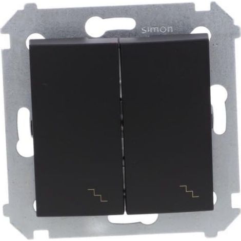 Simon 54 Interruttore doppio per scale (modulo) 10AX 250V morsetti a vite nero opaco DW6/2.01/49
