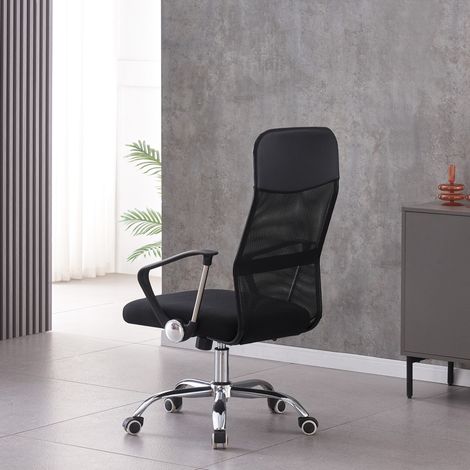 Chaise de bureau pivotante TIVO, résille, accoudoirs, noir, TILT (1/5)
