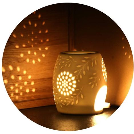 Lampe aromatique porte-bougie chauffe-plat lampe parfumée en céramique avec la cuillère à bougie (1/5)