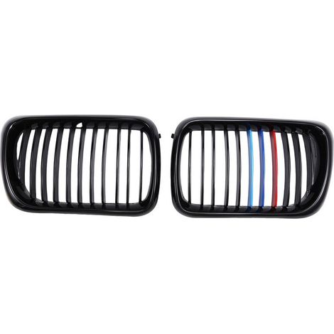 Voiture Noir Brillant Capot Avant Rein Grill Mesh Sport Racing Grills Pour- E36 M3 SéRie 3 1997-1999 M-Color (1/2)