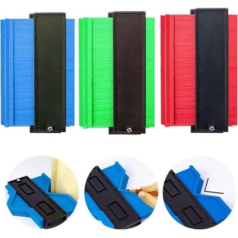 Jauge de Contour, 3 Pièces 17cm en Plastique Jauge de Profilé Règle de Mesure de Mesure pour Outils Menuiserie Bricolage Carrelage ou Parquet, Outil de Marquage du Bois Stratifié (1/5)