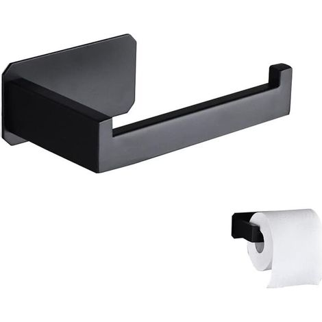 Portarrollos de papel higiénico de acero inoxidable, original, para montar en la pared, sin taladrar, color negro, adhesivo 3M para baño, WC, decoración, accesorio de cocina. (1/5)