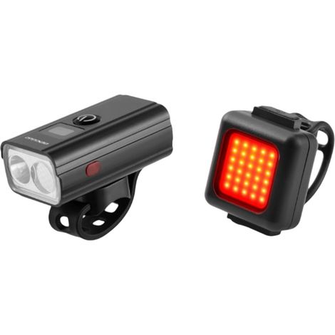 Feu Avant Vélo - Feu Arrière Vélo - Ensemble Rechargeable USB-C - Affichage Numérique - Technologie COB - Montage Sans Outil - IP54 - Pour Vélo Urbain et Route - 2 Pièces (1/5)