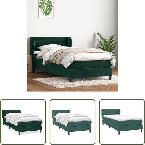 Matratze - Boxspringbett mit Matratze Dunkelgrün 80x220 cm Samt (1/5)