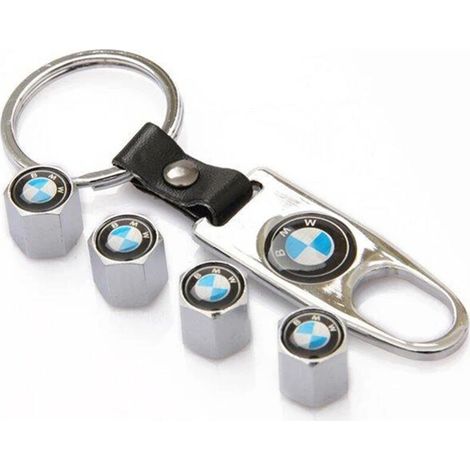 Bouchon de valve avec logo BMW et porte-clés argenté - Taille unique