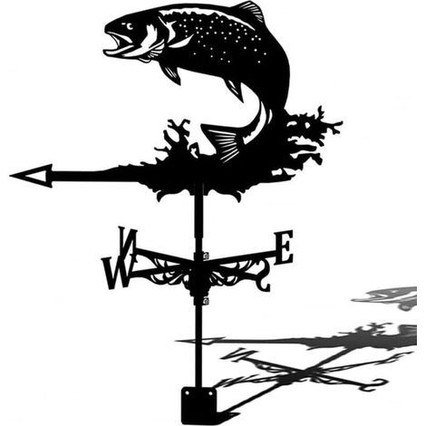 Girouette Poisson Décorative Jardin Grange Indicateur Vent Résistant Intempéries Acier Galvanisé (1/5)