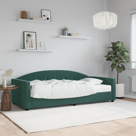 Tagesbett mit Matratze Dunkelgrün 90x200 cm Samt vidaXL