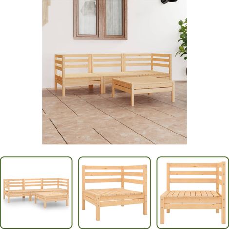 Massivholz -  4-tlg. Garten-Lounge-Set Massivholz Kiefer (1/5)