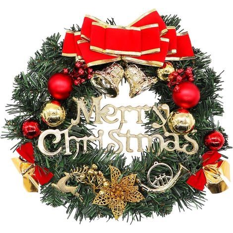 Weihnachtskranz, Türdekoration mit Schneeflocken, Beeren, Tannenzapfen, Weihnachtsgirlande (1/5)