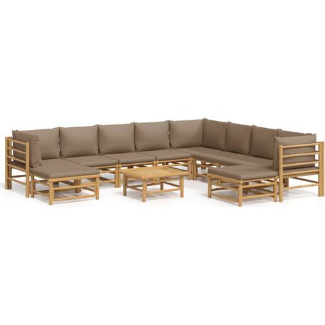 Maison Exclusive - Set Salotto da Giardino 11pz con Cuscini Tortora Bambù