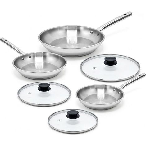 Lot de 3 poêles à frire 20, 24 et 28 cm et 3 couvercles en verre Fackelmann Rhona (1/5)
