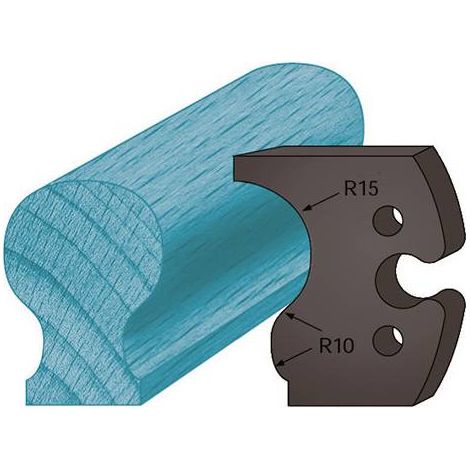 Jeu de 2 contre-fers profilés Ht. 48 x 5,3 mm main courante A229 pour porte-outils de toupie - Diamwood (1/2)