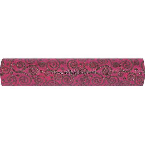 Chemin de table Fuchsia Arabesque en tissu non tissé 30 cm X 10 m - couleur: Rose fushia 730
