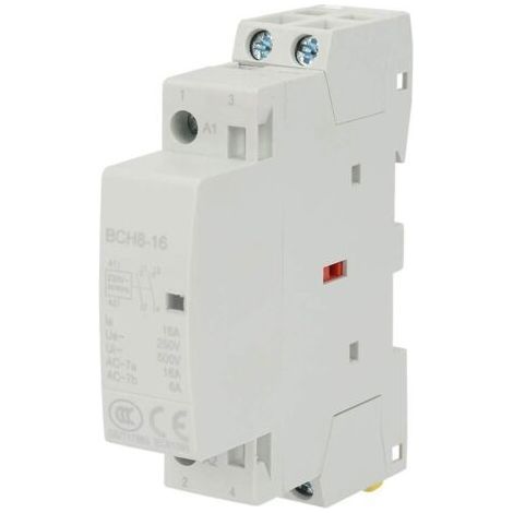 16A 2P 2NO AC contactor on DIN rail – Voltage 230V – Lifespan 100,000 cycles – For controlling water heaters and lighting circuits (1/5)