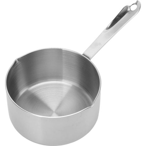 Chauffe-beurre en acier inoxydable, pot à lait à fond plat avec double ouverture pour chocolat, 500 ml (1/5)